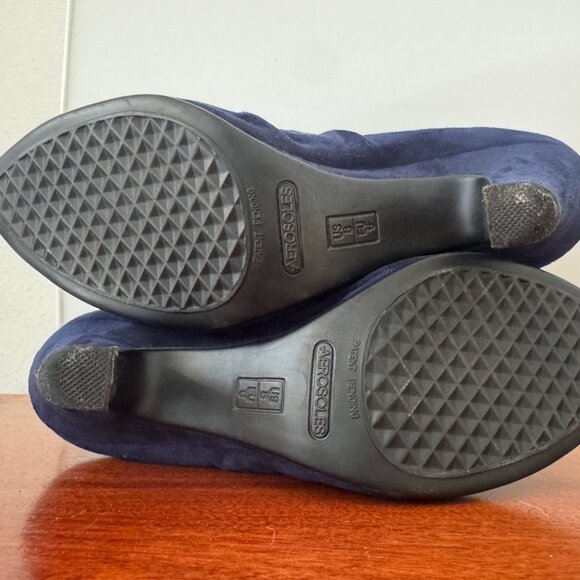 Aerosoles blue faux suede 2" heel zippered mule 8M - Picture 5 of 5